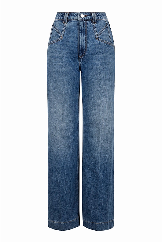 Wide Leg Angled Pocket Jean - Indigo