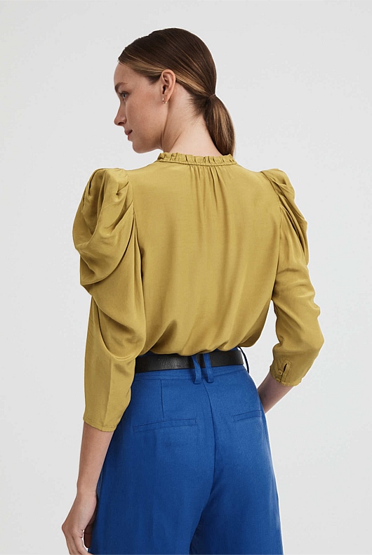 Volume Sleeve Blouse - Chartreuse