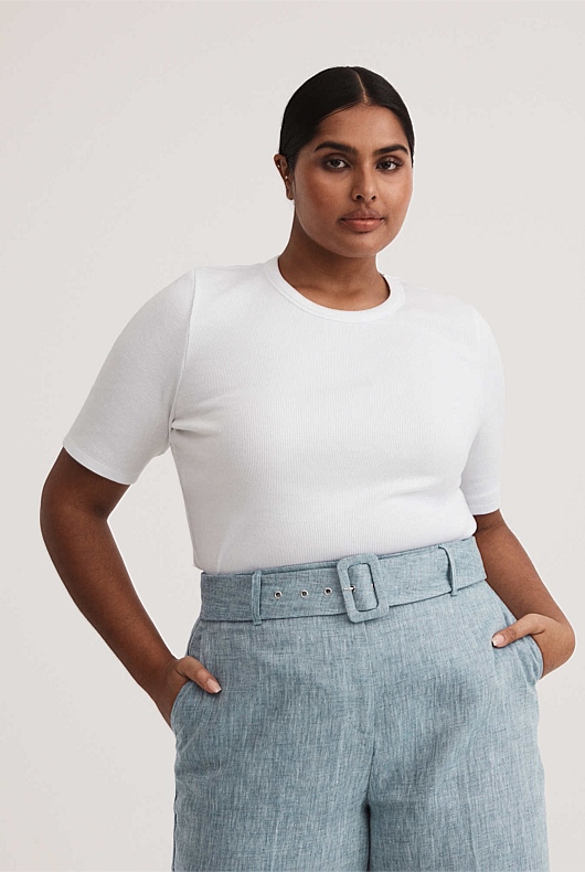 Crew Rib Tee - Pure White