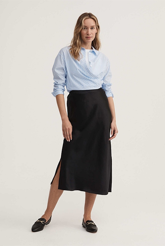 Silk Slip Skirt - Black