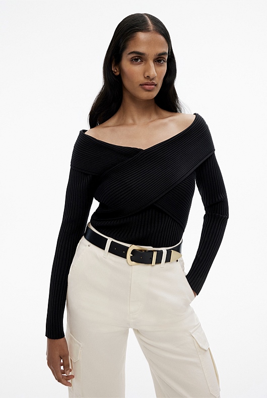 Wrap Front Knit - Black