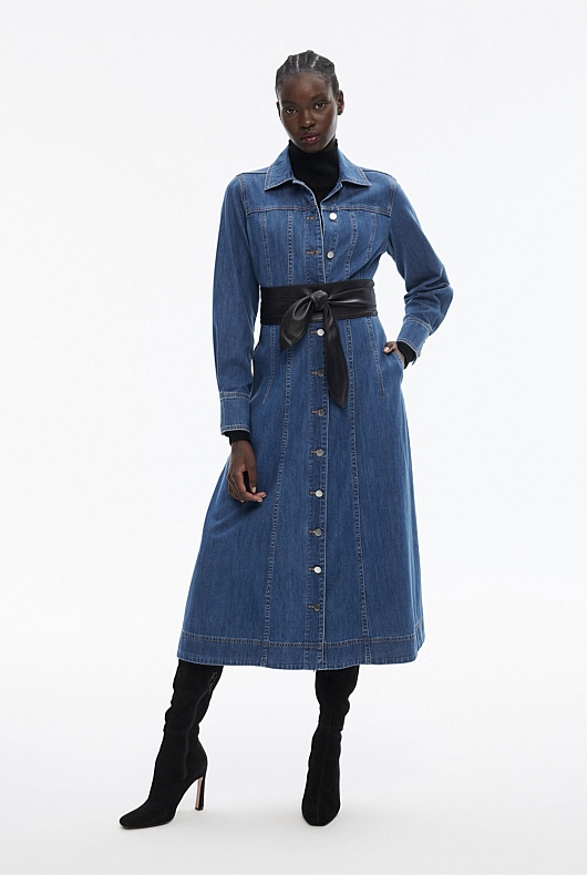 Denim Maxi Dress - Mid Blue Wash