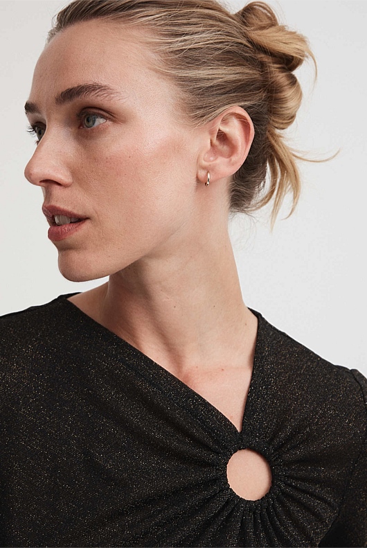 Metallic Ring Detail Top - Gold Multi