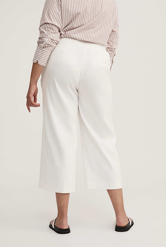 Stretch Linen Blend Pant - Chalk