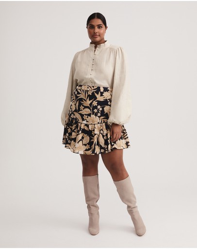 Witchery Linen High Neck Blouse