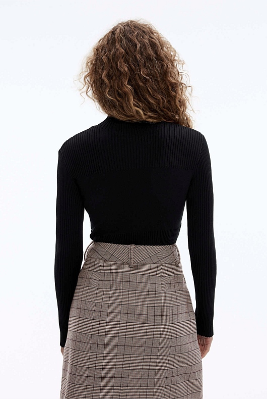 High Neck Textured Knit - Black