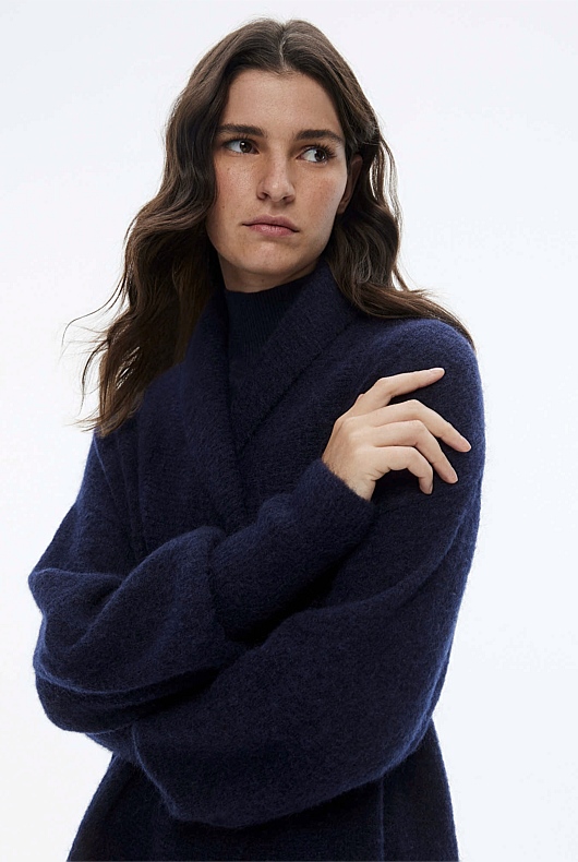 Mohair Knit Cardigan - Regatta Blue