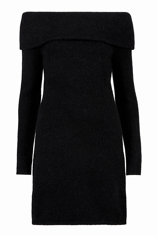 Alpaca Blend Knit Dress - Black