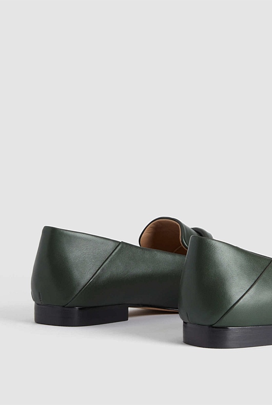 Leather Twist Loafer - Teal Green
