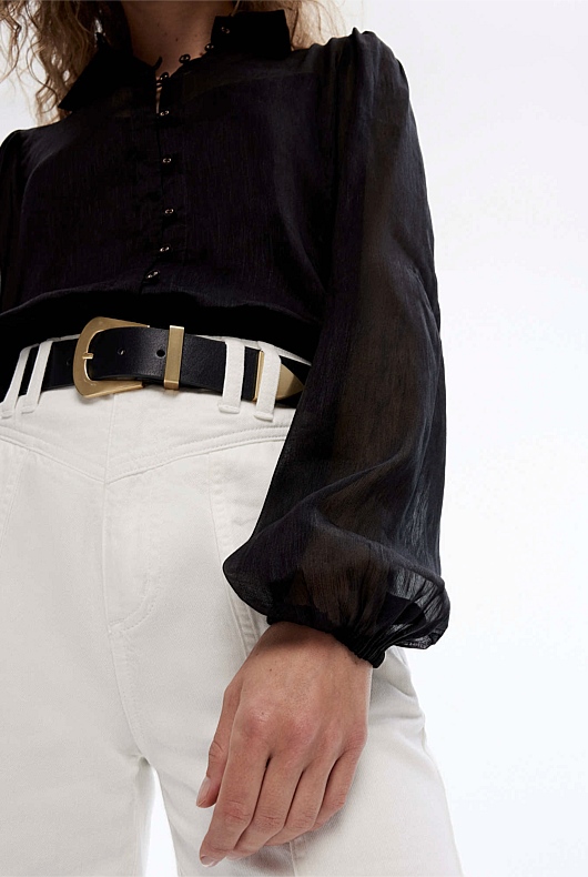 Silk Linen Blouse - Black