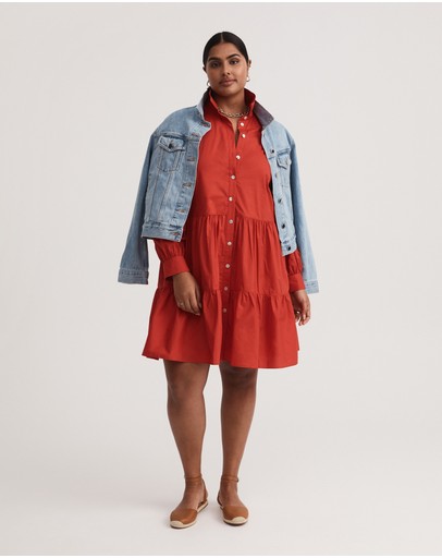 Witchery Cotton Poplin Tier Trapeze Dress