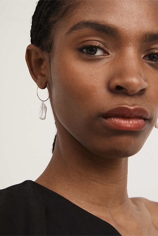 Freshwater Pearl Mini Hoops - Soft Gold