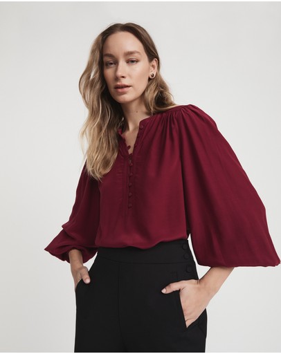 Witchery Viscose Half Placket Blouse