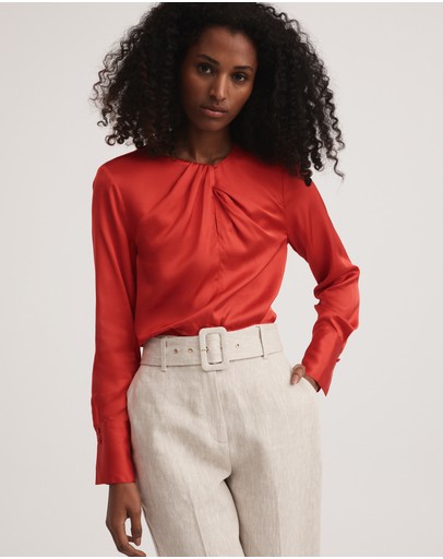 Witchery Satin Twist Neck Blouse