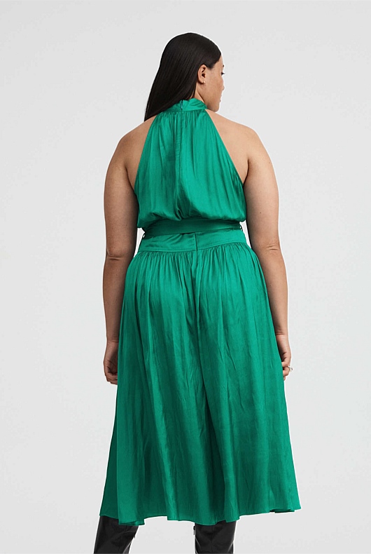 Belted Midi Dress - Aqua Green