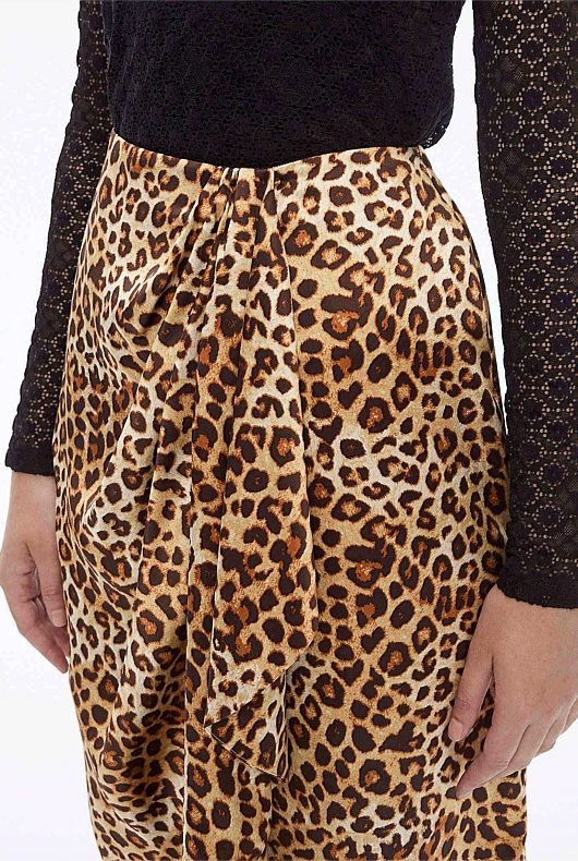 Silk Satin Ocelot Skirt - Ocelot Print