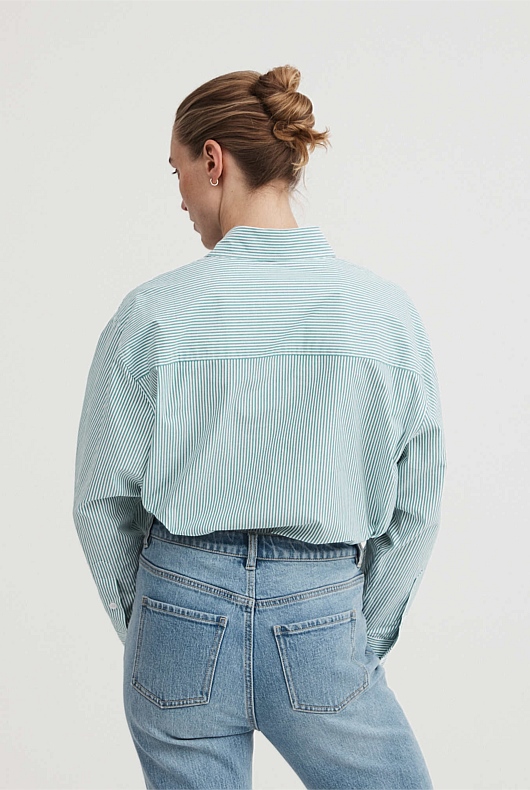 Modern Stripe Cotton Shirt - Oasis