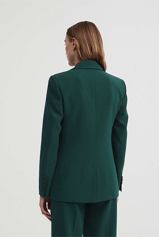Classic Single-Breasted Blazer - Petrol Green
