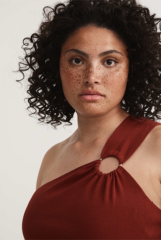 One Shoulder Ring Knit - Rust