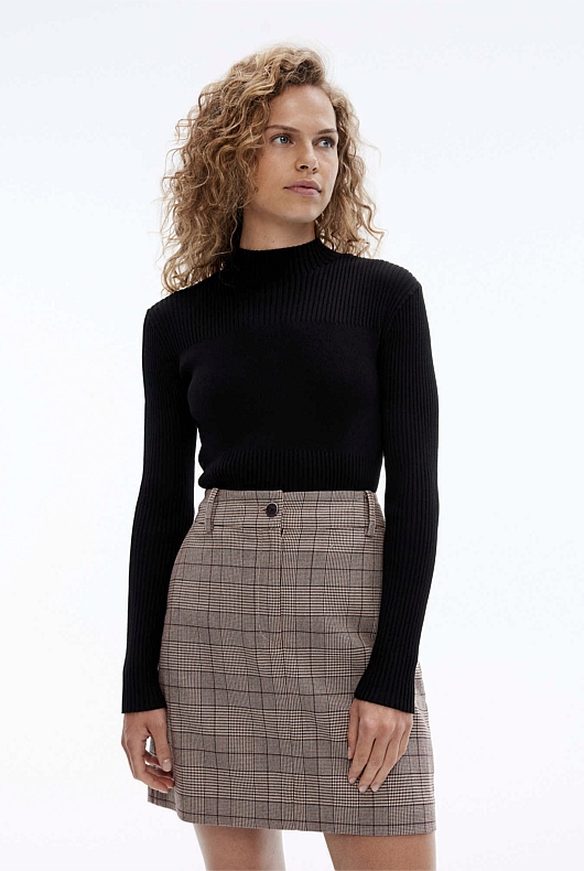 High Neck Textured Knit - Black