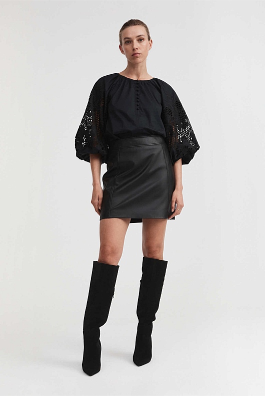 Suede Knee High 90mm Heeled Boot - Black