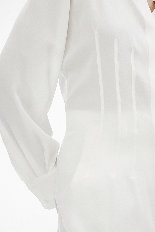 Silk Dart Detail Shirt - Chalk