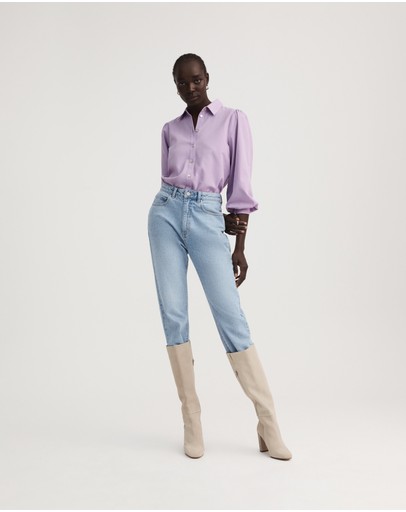 Witchery Collar Gather Sleeve Blouse