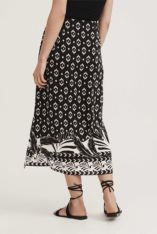 Natural Palm Print Skirt - Ivory