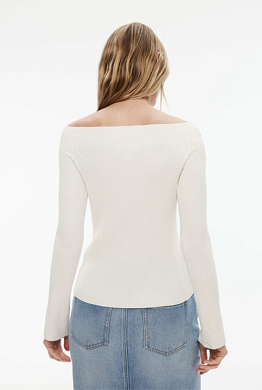 Off Shoulder Rib Knit - Chalk