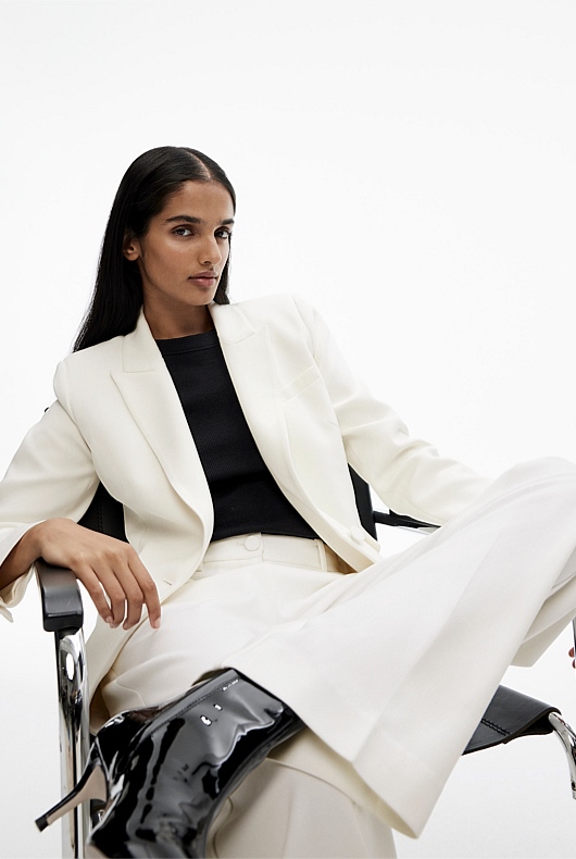 Seam Detail Single Breasted Blazer - Marshmallow