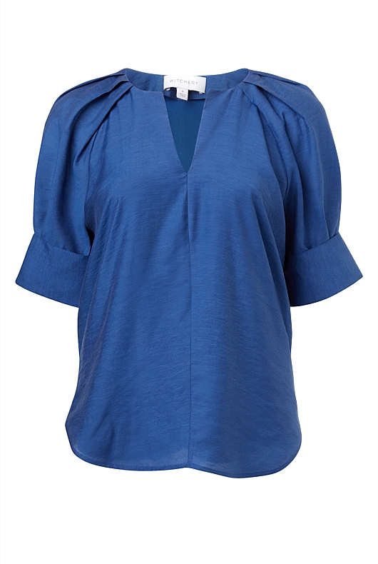 Raglan Pleat Sleeve Blouse - Eclipse Blue