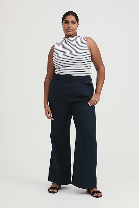 Cotton Rib Stripe Tank - Ink