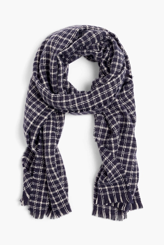 Essential Check Scarf - Navy