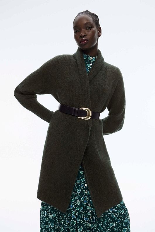 Mohair Knit Cardigan - Dark Forest