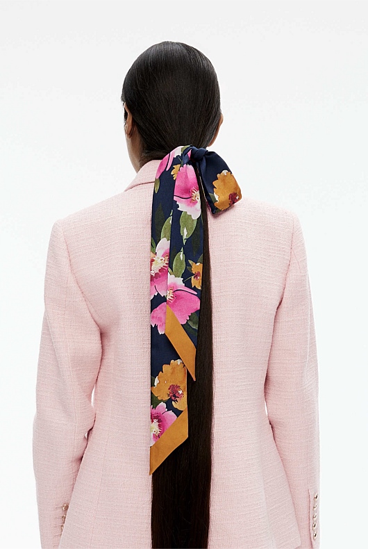 Watercolour Floral Tie Scarf - Midnight Blue