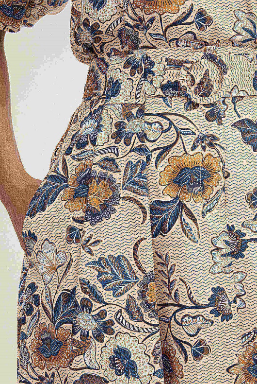 Floral Vine Pleat Detail Skirt - Barley