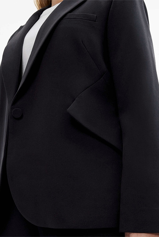 Seam Detail Single Breasted Blazer - Black