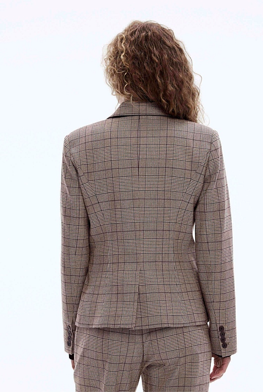 Check Double-Breasted Blazer - Mocha