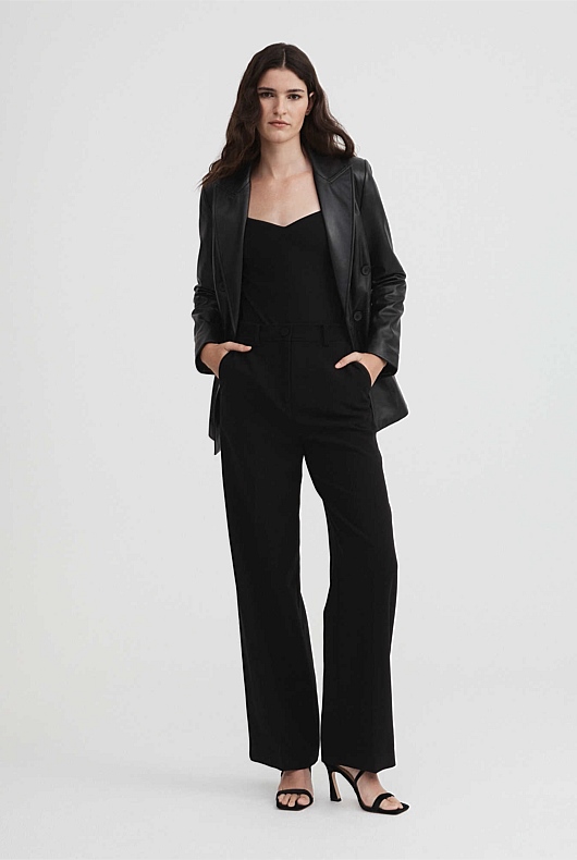 Ponte Sweetheart Neckline Bodysuit - Black