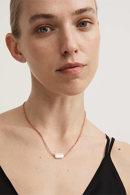 Freshwater Pearl Necklace - Rose Gold