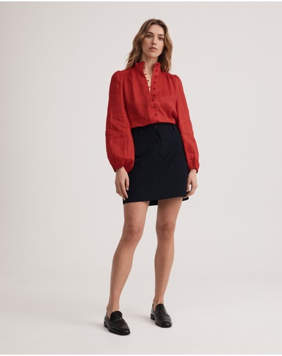 Witchery Linen High Neck Blouse