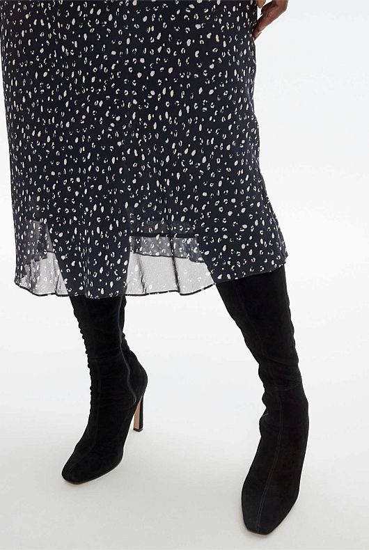 Abstract Animal Skirt - Slate Navy