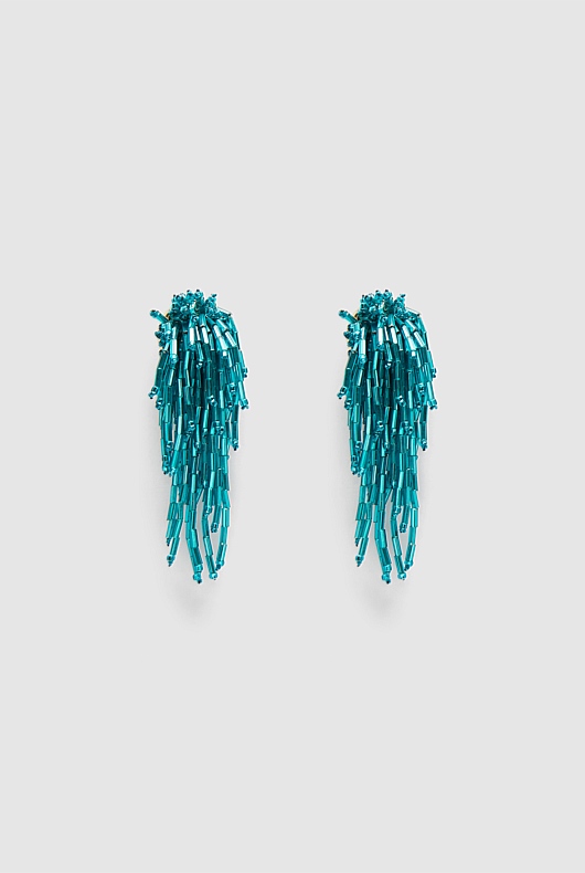 Bugle Bead Drop Earring - Jade
