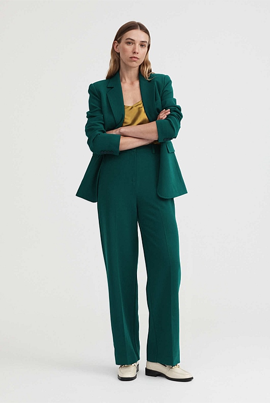 Classic Single-Breasted Blazer - Petrol Green
