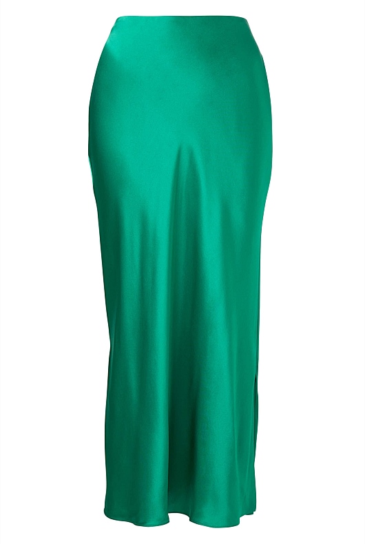 Silk Slip Skirt - Aqua Green