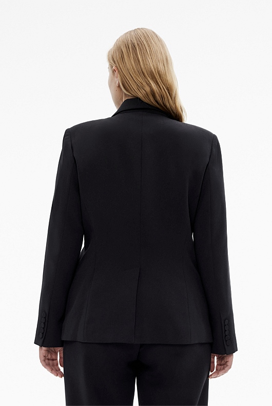 Seam Detail Single Breasted Blazer - Black