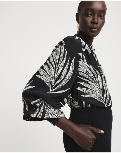 Witchery Leaf Dot Print Blouse