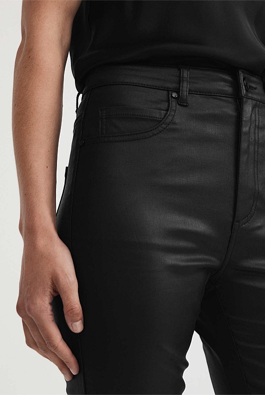 7/8 Coated Straight Jean - Black