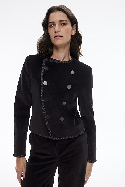 Cotton Velvet Jacket - Black