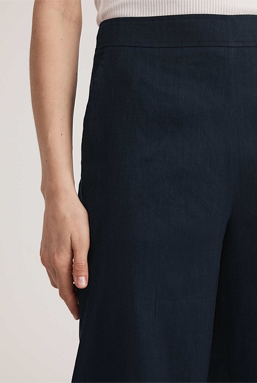 Stretch Linen Blend Pant - Regatta Blue